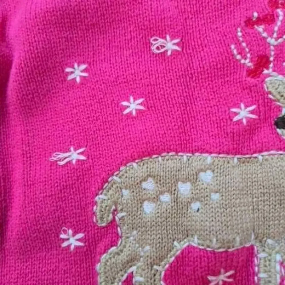 Osh Kosh winter holiday sweater size 6x cotton pink, deer snowflakes Christmas